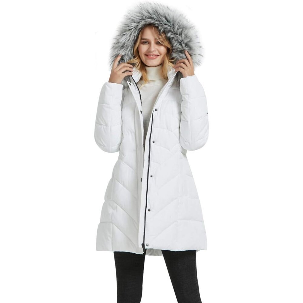 ✨ Binacl Long Jacket Women White Winter Warm Thicken Outwear Pockets Parka Coat
